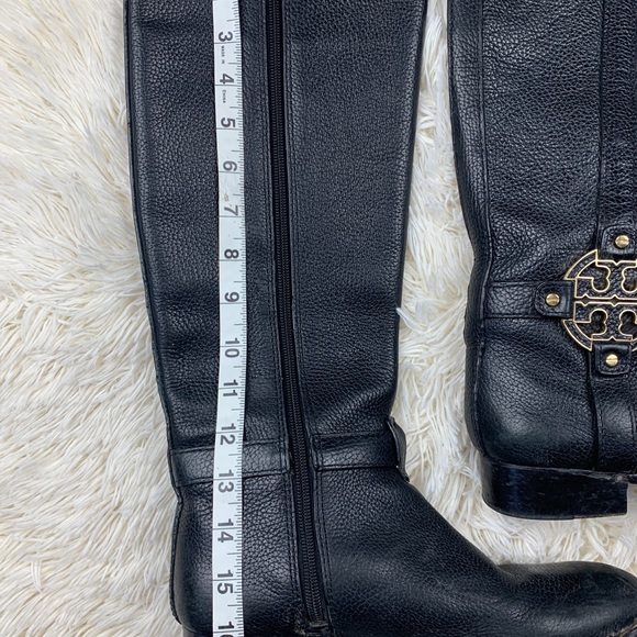 Tory Burch Black Calfskin Riding Boots with Gold Hardware - GREAT condition! - Picture 9 of 11